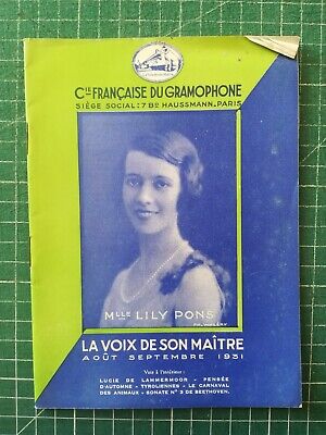 Xc306 Catalogue  Compagnie Gramophone - Aout 1931 Mlle Lily Pons • 4€