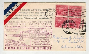 1929 Ohio River Canal 681 DUAL CACHET & 681 PLATTE # 4ER BLOCK GEHÖFT PA - Bild 1 von 2