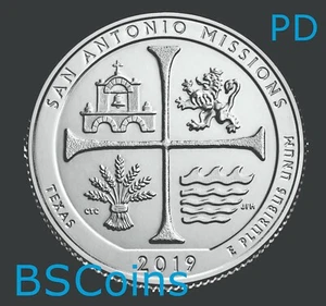 2019 P&D ATB Qtrs San Antonio Missions Park, TX - BU TWO Coins - Ship TODAY!! - Bild 1 von 3
