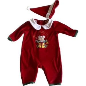 Kidfusion Weihnachten Urlaub einteiliger Velours Body mit Nikolausmütze - 18 Monate - Bild 1 von 4