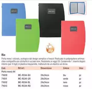 PORTA MENU' RIO VARI COLORI A4 ANTIMACCHIA ANTIGRAFFIO - Bild 1 von 1