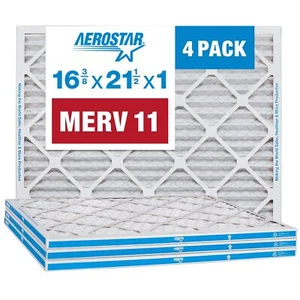 16 3/8 x 21 1/2 x 1 MERV 11 Pleated Air Filter, AC Furnace Air Filter, 4 Pack... - Picture 1 of 5