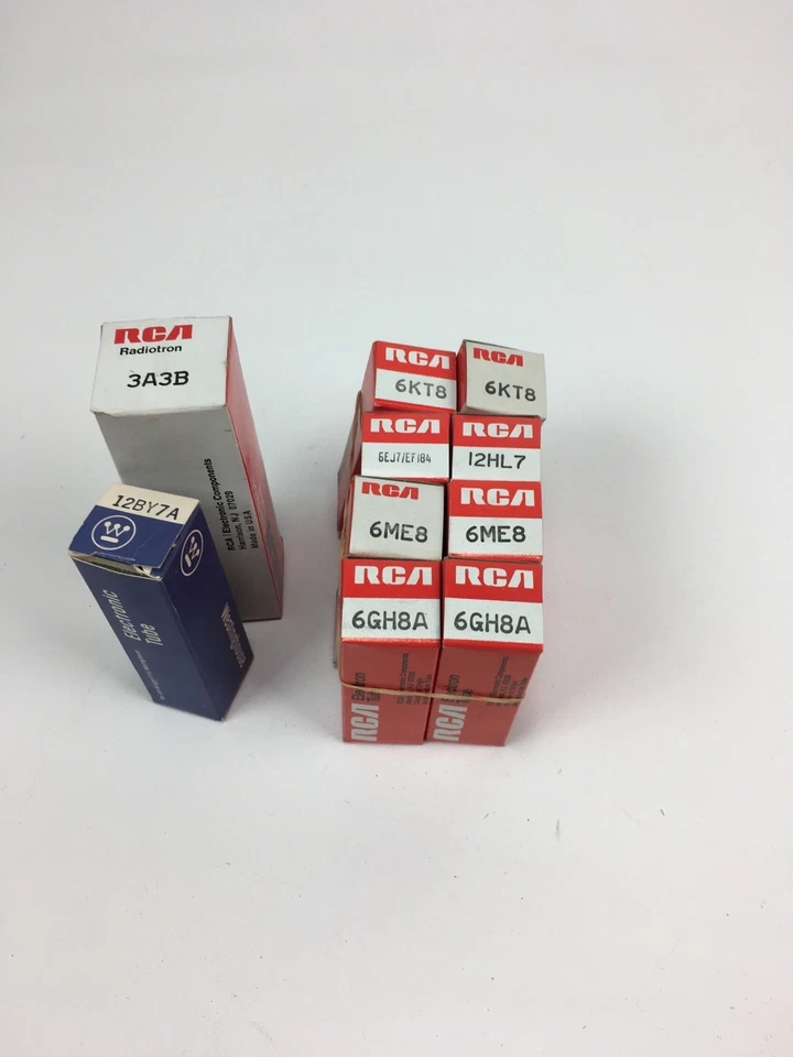 Lote de 10 tubos de vacío RCA - 6KT8 6EJ7 6ME8 6GH8A 12HL7 12BY7A 3A3B probado bueno Foto 1 de 4