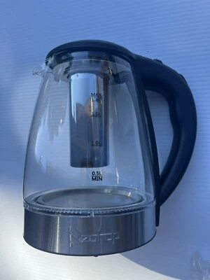 Hervidor de agua eléctrico 1,8 L 1500 W vidrio sin BPA ebullición rápida interruptor automático LED EE. UU. Foto 1 de 3