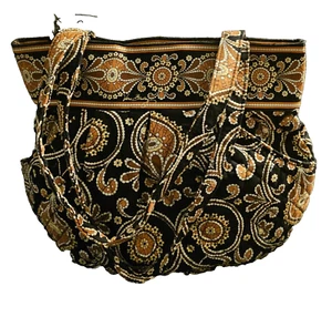 VERA BRADLEY Medium Double-Strap Tote Black/Brown Paisley - Picture 1 of 5
