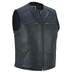 Biker Lederkutte Motorradweste Rockerweste Clubweste Chopper Lederweste Schwarz - Bild 1 von 5