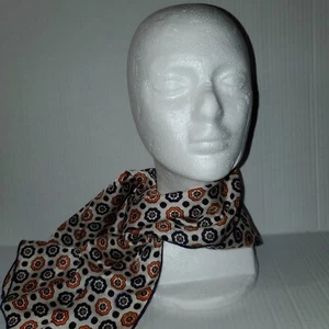 Baar & Beards Vintage Acetate Floral Brown Orange Cream Oblong Scarf - Picture 1 of 7