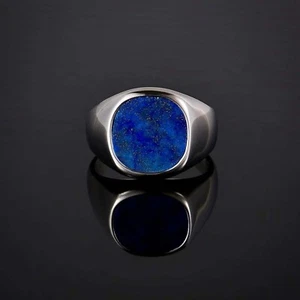 Lapis Lazuli Signet Ring 925 Silver Men's Pinky Ring Classy Men's Jewelry - Picture 1 of 8