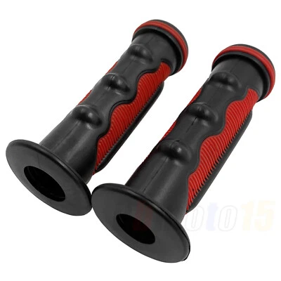 Black & Red 7/8" Rubber Handle Bar End Hand Grip For 125 KTM 200 390 Duke RC 200 Foto 1 de 2