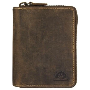 Greenburry Portafoglio Vintage con Cerniera Portamonete Pelle Marrone 821A-RFID-25 - Foto 1 di 7