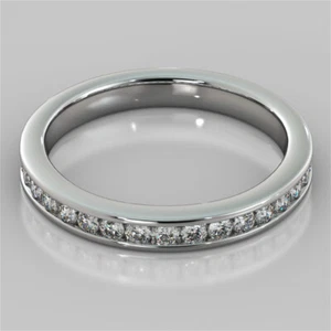 0.54 Ct Round Real Diamond Anniversary Eternity Band 18K White Gold Ring Size 6 - Picture 1 of 4