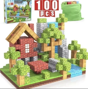 Minecraft Style Magnetic Blocks 100 Piece Construction Toy Imaginative Play GIFT - Picture 1 of 8