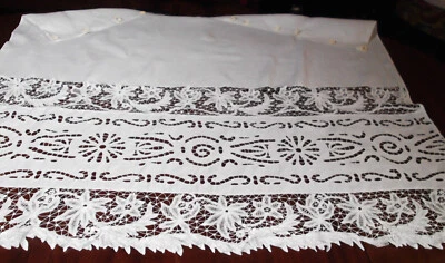 Vorhang Antik Aus Leinen 115 CM X 133 CM Dekor Spitze Wählbar S-Xxl - Bild 1 von 4