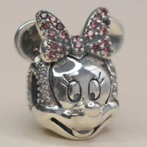 New Authentic Pandora Charm Minnie Portrait Disney Clip 797496CZS W Suede Pouc - Picture 1 of 7