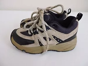 Kid Smart Toddler Shoes Sneakers Tan Navy Blue Outdoor Lace Up Size 7.5 Casual - Picture 1 of 6