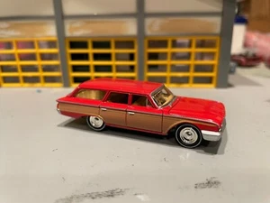 1/64 J.L. 60 FORD COUNTRY SQUIRE WAGON/RED/TAN INT/352 V8/RUBBER WW - Picture 1 of 3