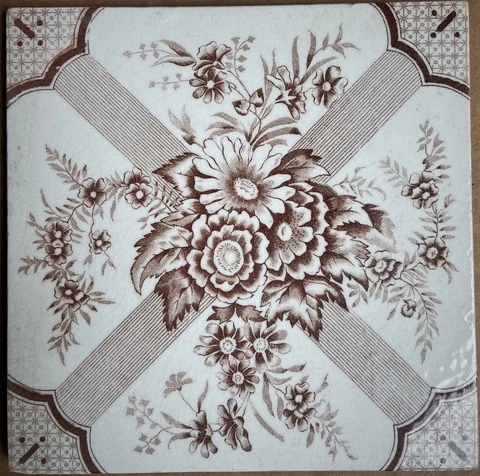 ANTIQUE ENGLAND - TRANSFER VICTORIAN MAJOLICA TILE C1900 Cover