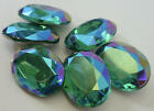 6 Vintage Glass Rhinestones Oval Emerald Ab Faceted Top Foil Back 18X13mm D2 5