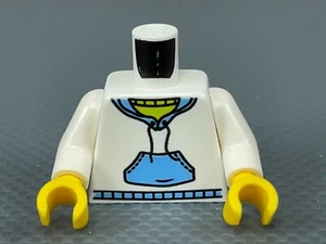 LEGO Minifigure Torso White Hooded Sweatshirt Blue Pocket Drawstrings Hoodie - Picture 1 of 4