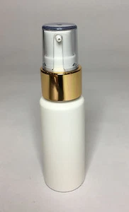 Empty 30ml Cylindrical Bottles With White/Shiny Gold Serum Pump *ANY AMOUNT* - Picture 1 of 1