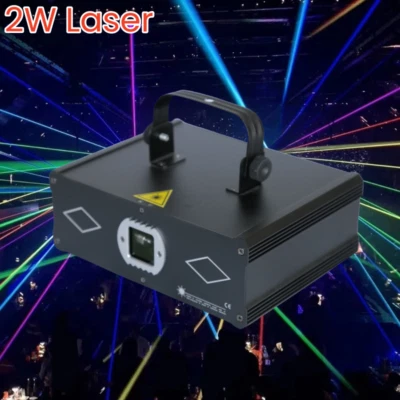 New RGB Animation Dj Disco 2W Laser Light Projector Show Stage Lazer Lighting - Image 1 of 3