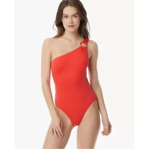 Carmen Marc Valvo Women's Shoulder One Piece Swimsuit, Tropical Coral Reef, 6 - Picture 1 of 2