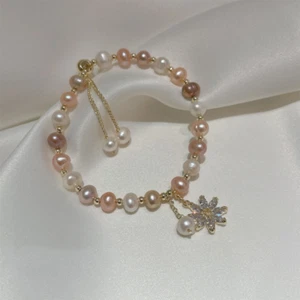 Lady Daisy Rhinestone Pearl Bracelets Floral Beads Elegant Hands Jewelry Fashion - Picture 1 of 7