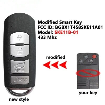 Modified Smart Remote Fob 433MHZ for Mazda CX-7 CX-9 2007 2008 2009 SKE11B-01 Foto 1 de 4