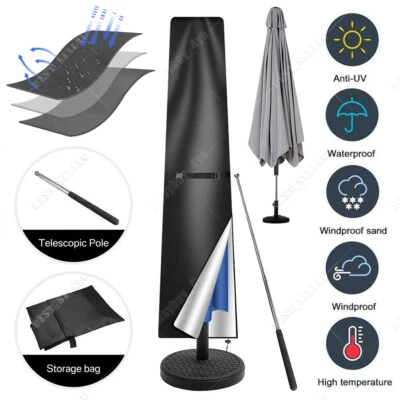 Heavy Duty Large Garden Parasol Patio Waterproof Black Protection Umbrella Cover