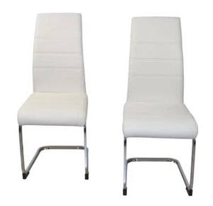 Esszimmerstuhl Schwingstuhl Schwingsessel Freischwinger Stuhl 2er-Set weiß - Bild 1 von 5