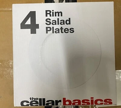 The Cellar Basics White Round Rim Salad Plates Set of 4 Dia 8 In NEW - Image 1 of 3