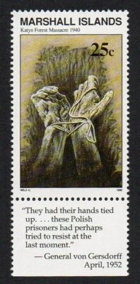 MARSHALL ISLANDS, SCOTT # 248, MNH WITH TAB - KATYN FOREST MASSACRE 1940, WWII - Image 1 of 3