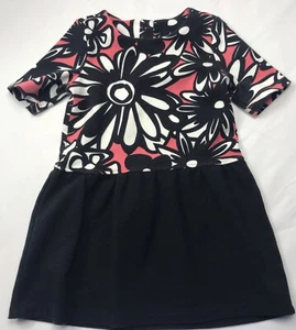 Gymboree Retired Dress Sz 6 Flowers Black White Pink Floral Abstract 239 - Picture 1 of 9