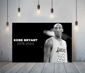 KOBE BRYANT 3 -DEEP FRAMED CANVAS SPORT WALL ART PICTURE PAPER PRINT-BLACK WHITE - Picture 1 of 12
