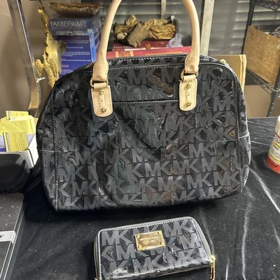 Michael Kors Signature Patent Leather Purse  - Image 1 of 4