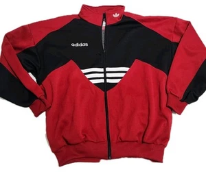 Vintage Adidas Trefoil Track Warmup Jacket Embroidered Medium M Red Black White - Picture 1 of 7
