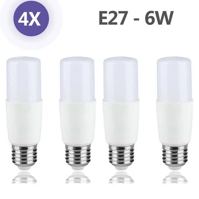T37 LED 6W Leuchtmittel Röhre Stick E27 kaltweiß 6500K Tageslicht 4X - Bild 1 von 2