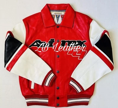 Mens Avirex Genuine Cowhide Leather Bomber Jacket American Flight Leather Jacket - Image 1 of 4