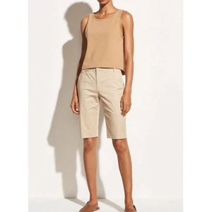 Vince Women's Coin Pocket Bermuda Shorts Size 12 Latte Flat Front Preppy NWT - Picture 1 of 14