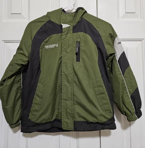 Free Country Extreme Perf Boy’s Jacket Sz L Green/Black Fleece Lined Hooded EUC - Picture 1 of 14
