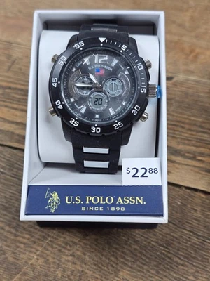 ✨ U.S. POLO ASSN. Watch - US9544WM Black Bezel, Black Silicone Strap - Image 1 of 4