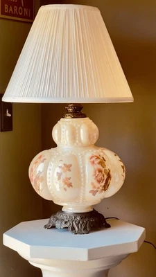 Stunning Carl Falkenstein Style Iridescent Bubble Glass 1950’s Floral 27” - Image 1 of 4