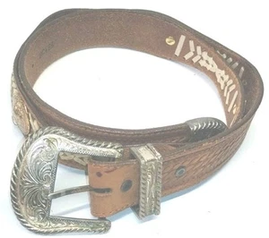 Cinturón Tony Lama Hombre Talla 38 Cuero Marrón Conchos Western Cowboy Rodeo - Imagen 1 de 7