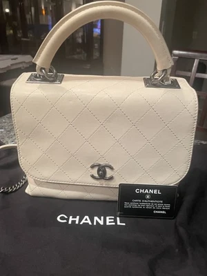IVORY CHANEL Urban Luxury Flap Quilted Leather Shoulder Bag 🔥MSRP $4800 MINT!🔥 - Image 1 of 4