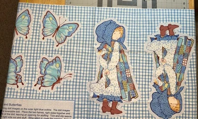Holly Hobbie Doll & Butterflies Cotton Fabric Panel - New - Image 1 of 4