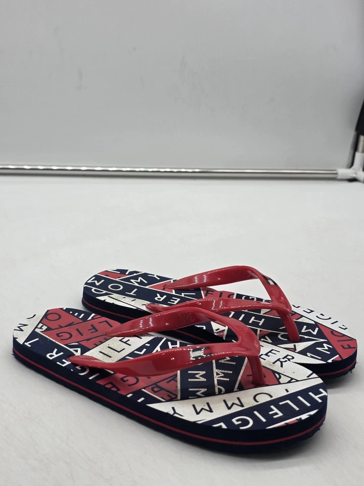 Tommy Hilfiger Sandalias Niños Talla 2 Rojo Azul Chanclas Zapatos Logo Playa Foto 1 de 4