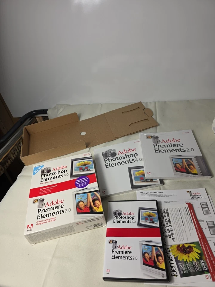 Photoshop Elements 4.0 And Adobe Premier Elements 2.0 W/ Sealed Premiere Manual - Image 1 of 3