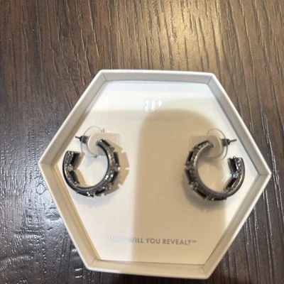 bomb Party 2025 Og Hoop Earrings Wrapped With Love Black Onyx Hematite Plating - Image 1 of 4