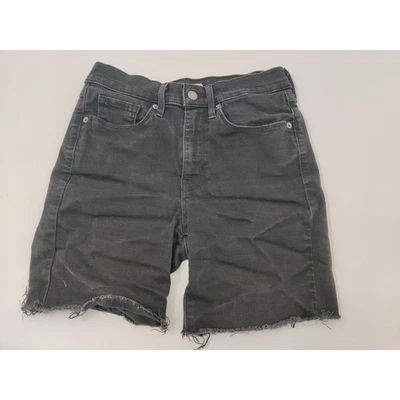 Levis Classic Straight Black Denim Shorts Frayed Hem Womens Size 4 - Image 1 of 4