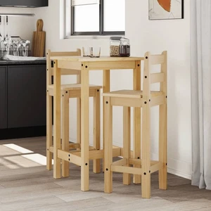 Bar Set Dining Bar Table and Chairs Kitchen Bistro Set Solid Wood Pine vidaXL - Picture 1 of 46